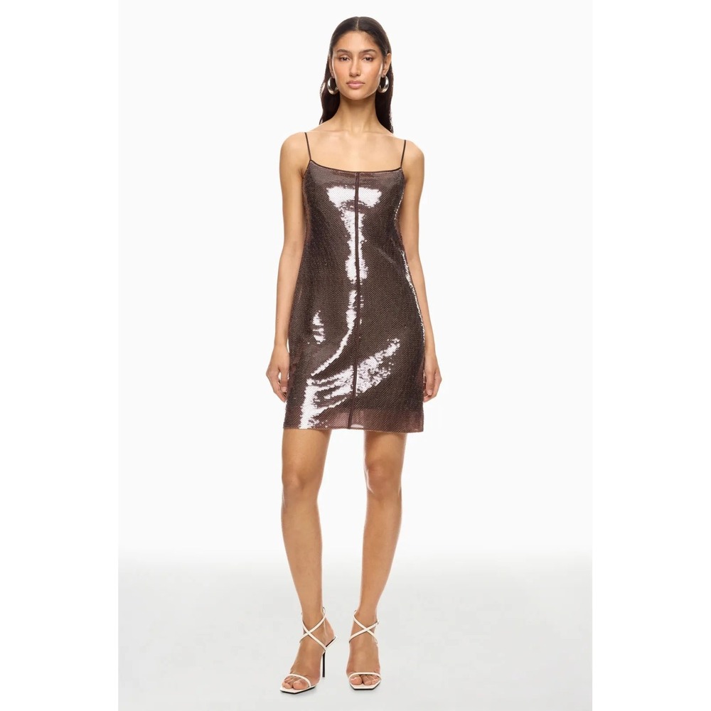 A.L.C. Dani Dress Sequin Mesh Mini Bronze Brown Sleeveless Cocktail Size M
